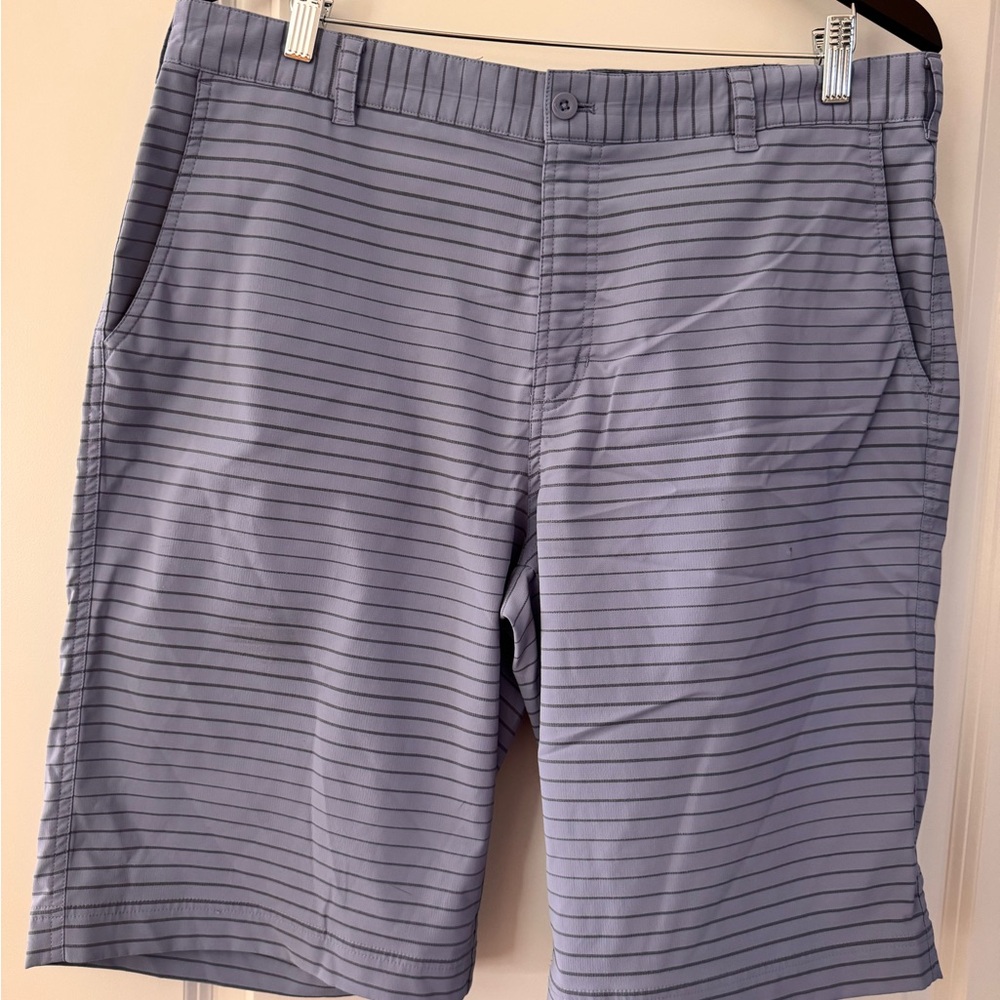 Nike Men's Blue Striped Flat Front Shorts